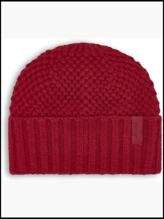 Chunky Waffle Knit Beanie with Velboa Fleece Lining main image 2